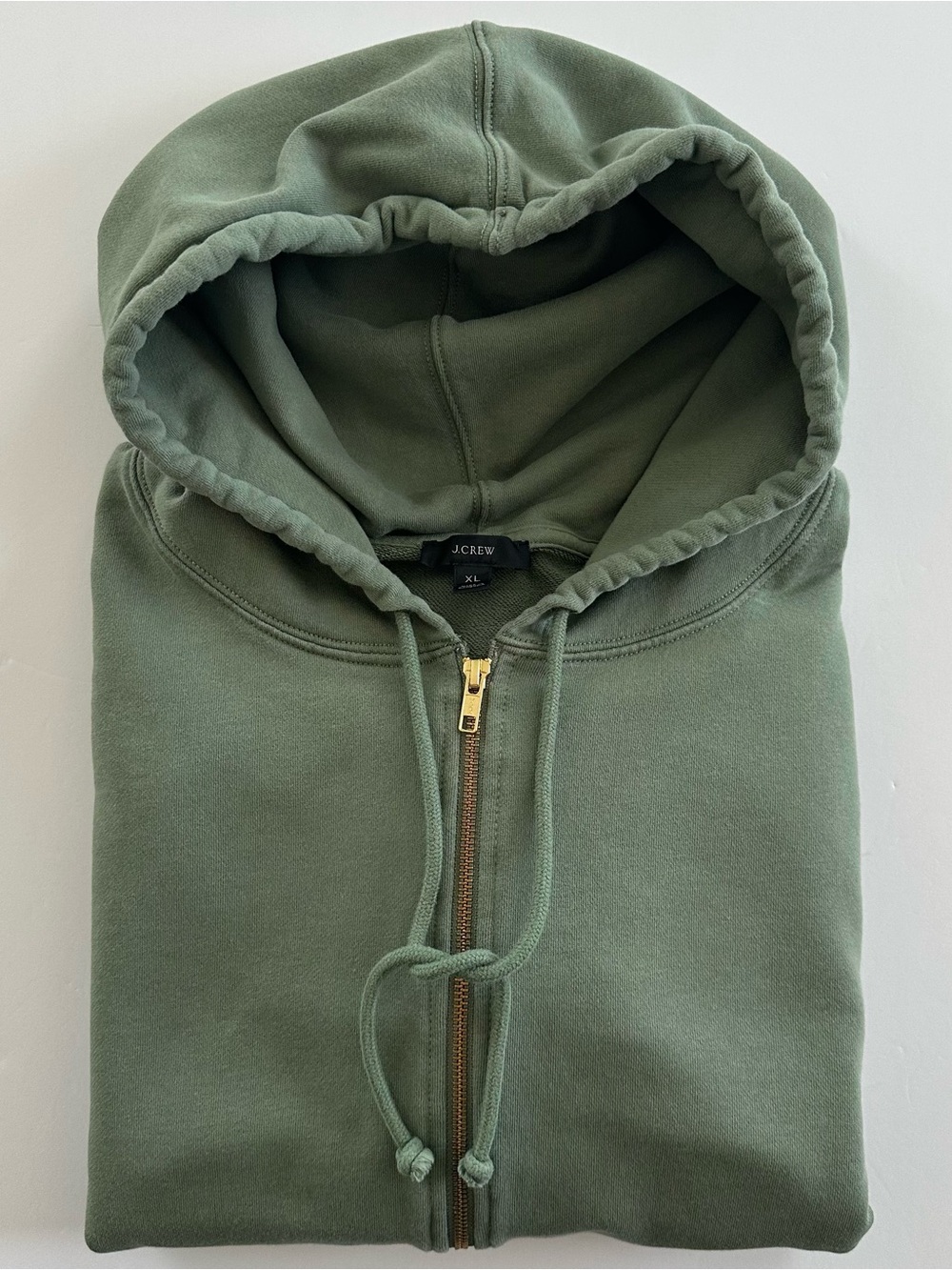 J.Crew University Terry Zip-Up Hoodie with Logo Embroidery in Pale Cypress | XL - Picture 12 of 13